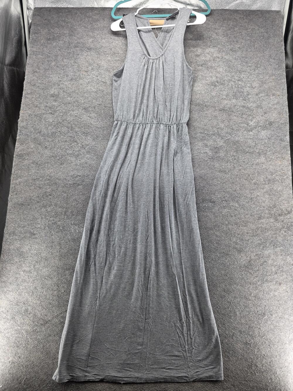 Armani Exchange Dress Womens XS Gray Sleeveless Maxi Jersey Elastic Waist V Neck
